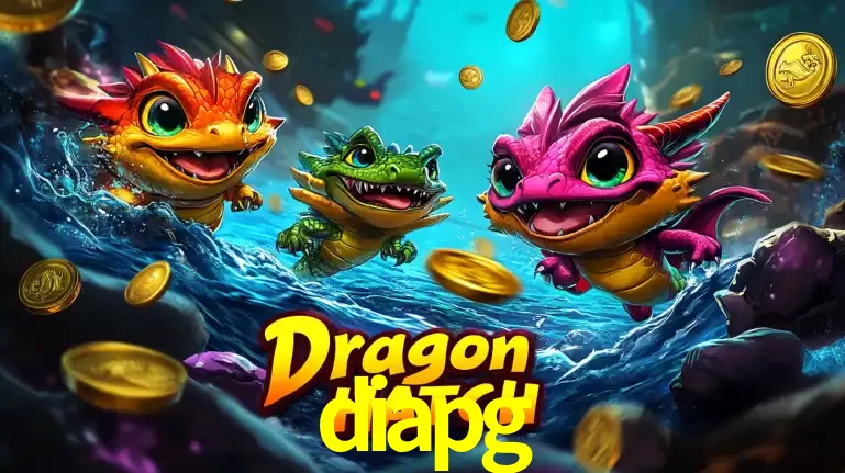 Arte promocional do jogo Dragon Hatch com três adoráveis dragões bebês nadando entre moedas de ouro, um dos slots mais divertidos para jogar no cassino diapg.