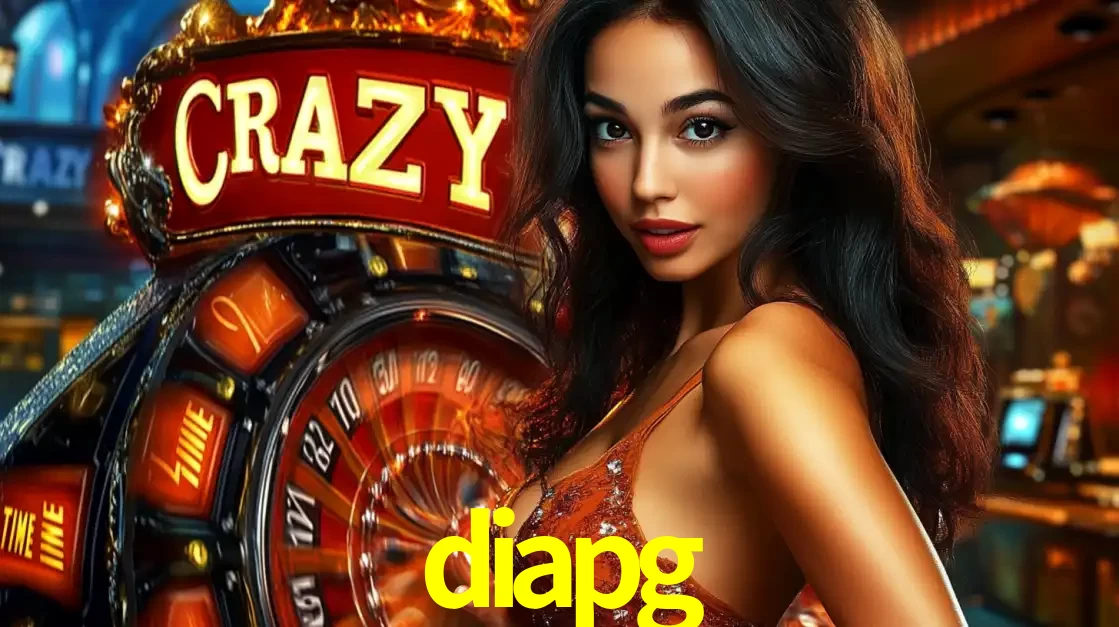 Mulher glamourosa olhando para a câmera com a roda vermelha do Crazy Time ao fundo em um ambiente de cassino, destacando a emoção dos jogos ao vivo no diapg.