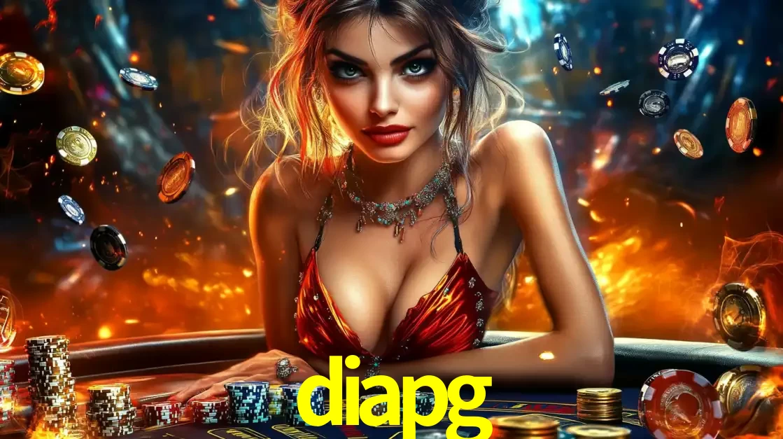 Mulher em uma mesa de cassino com pilhas de fichas e um fundo de fogo, pronta para uma rodada de altas apostas nos jogos de mesa emocionantes do cassino diapg.